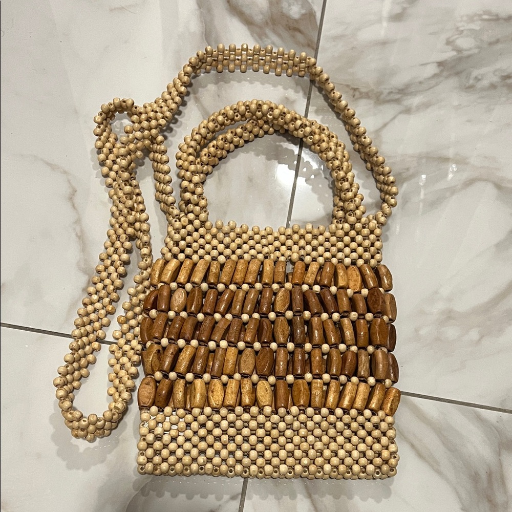 Beaded Tan Handbag